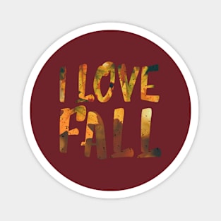 Gold orange leaves i love fall Magnet